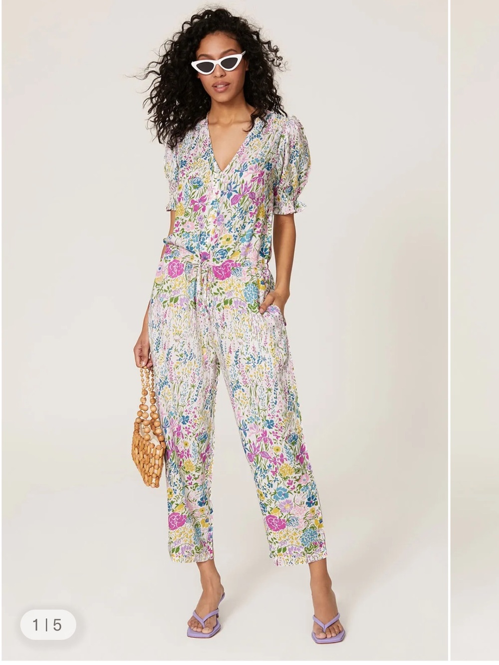 Banjanan Floral Brooklyn Jumpsuit Size S MSRP $395 Cottagecore